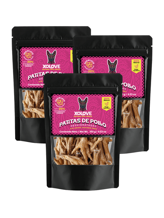 Pack de Patitas de Pollo para Perro. 3 bolsas + ¡Envío gratis!