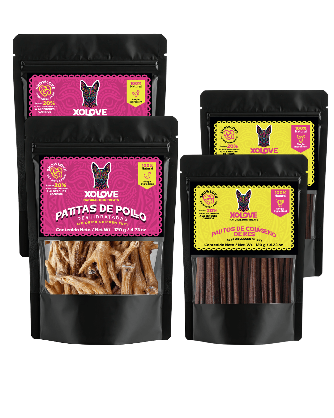 Wellness Pack para perro. 2 Patitas de pollo + 2 Palitos de colágeno + ¡Envío gratis!